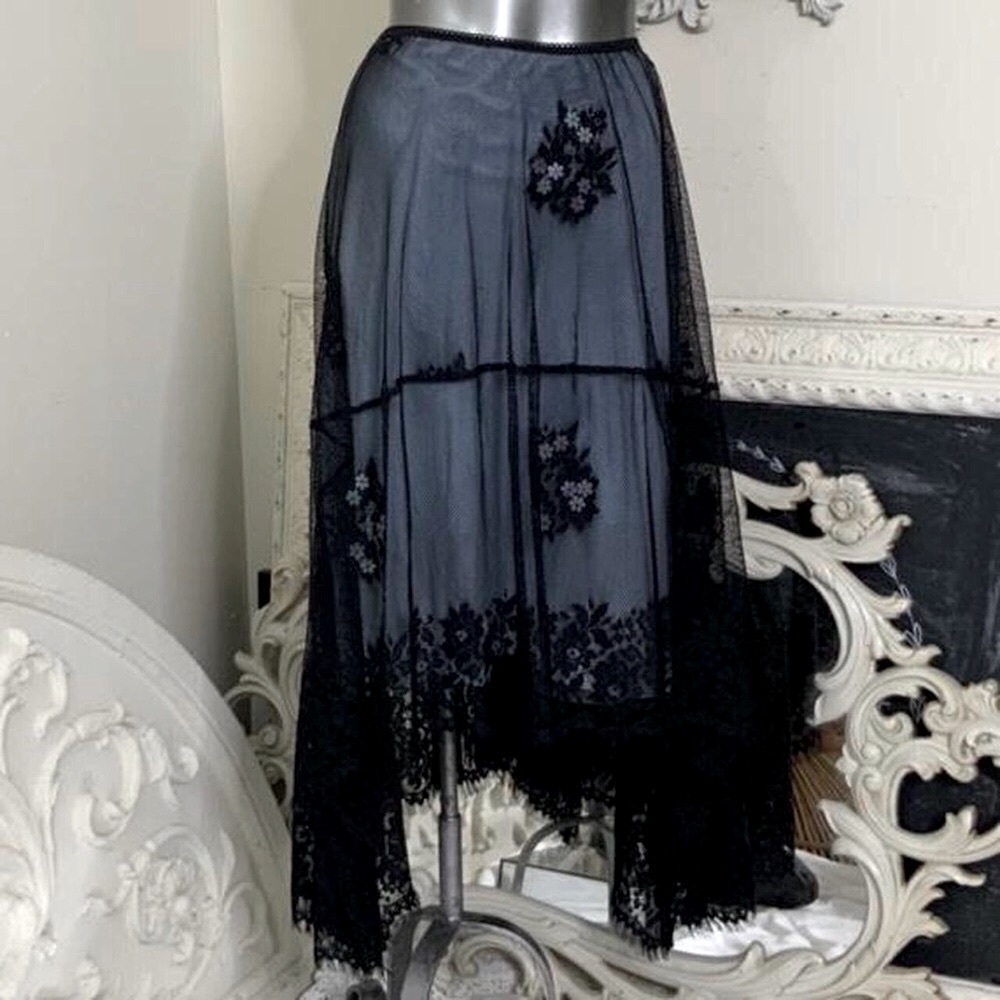 Black Lace Bead Sequins Fairy Sparkle Skirt